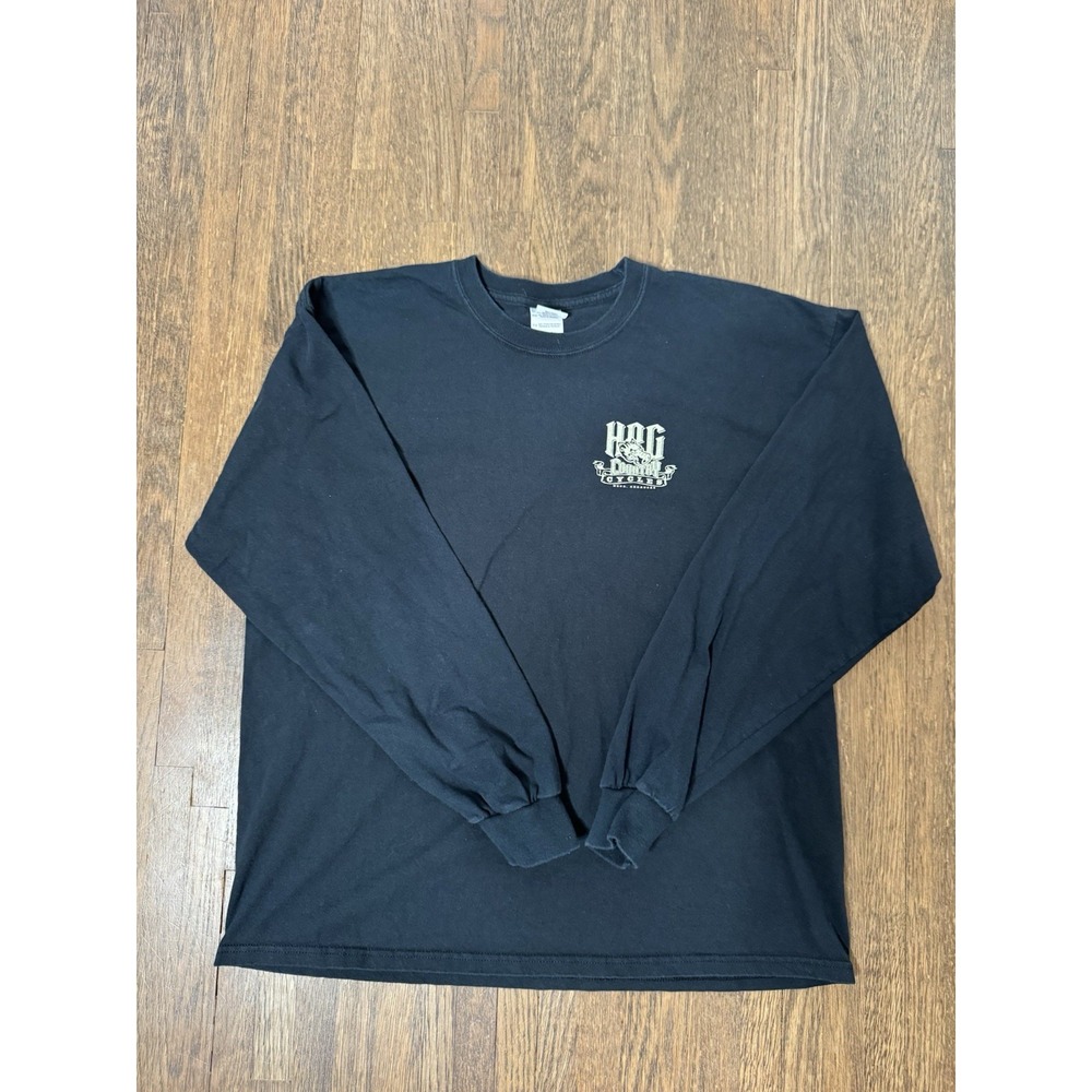 Hog Country Cycles Mena Arkansas Long Sleeve T-Shirt XL Black Gildan Biker Moto
